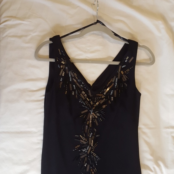 Black Cocktail dress w/ metallic beading - Picture 5 of 8